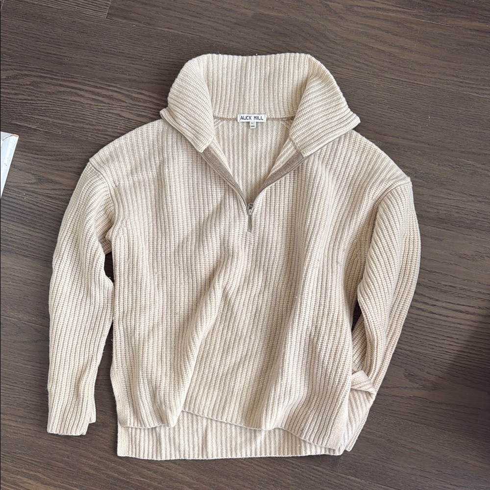 Alex Mill Cream Ribbed Turtleneck Sweater